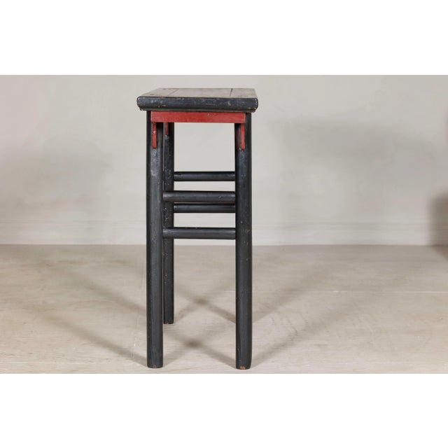 Late Qing Dynasty Antique Black and Cinnabar Red Lacquer Wine Table For Sale - Image 12 of 12