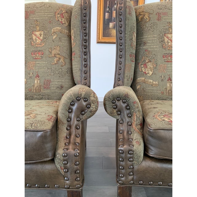 2010s Pair of Chippendale Style High Wingback Chairs For Sale - Image 5 of 11