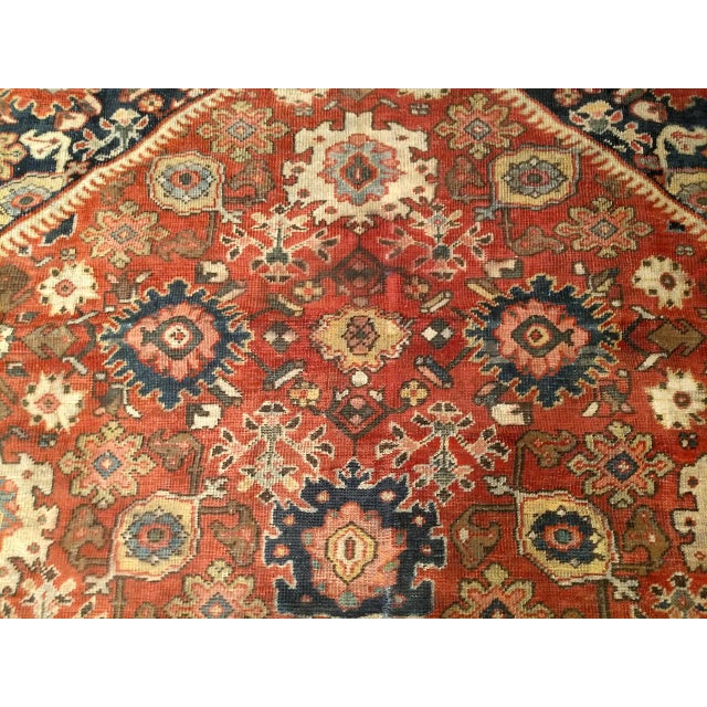 Antique Persian Mahal Sultanabad Rug, Hand-Knotted Wool, Geometric Pattern, Rust-Red & Navy, 10x12 For Sale - Image 12 of 16