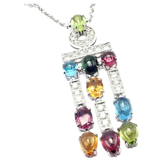 Bulgari 1990s Bulgari Allegra Diamond Color Stones White Gold Necklace For Sale - Image 4 of 10