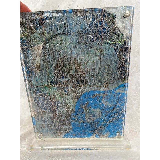 ORIGINAL fiber art piece by Arturo Alonzo Sandoval. Gorgeous color and texture. Professionally mounted in a lucite frame...