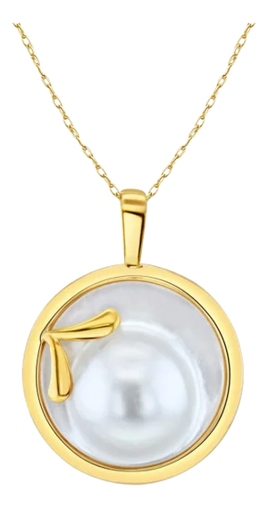 Blister Pearl Disc Necklace with Polished Bezel 16"