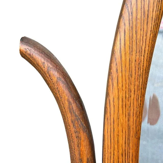 Brown Antique Tiger Oak 3 Drawer Dresser or Dressing Table With Oval Mirror For Sale - Image 8 of 10