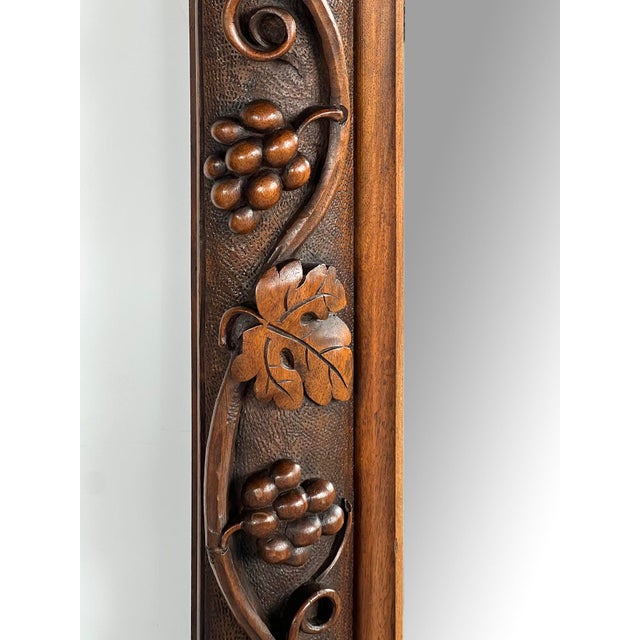 Wood French Carved Walnut Mirror With Meandering Grape Vine For Sale - Image 7 of 10