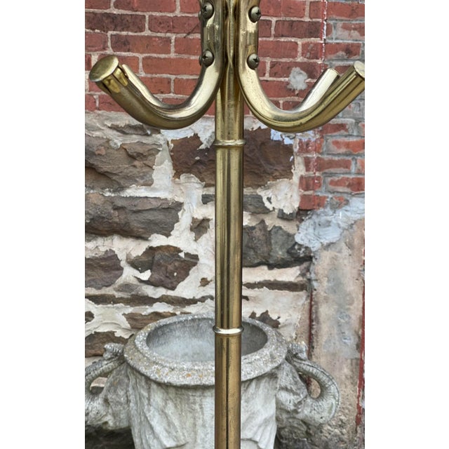 Metal Vintage Hollywood Regency Faux Bamboo Gold Coat Rack Hall Tree For Sale - Image 7 of 10