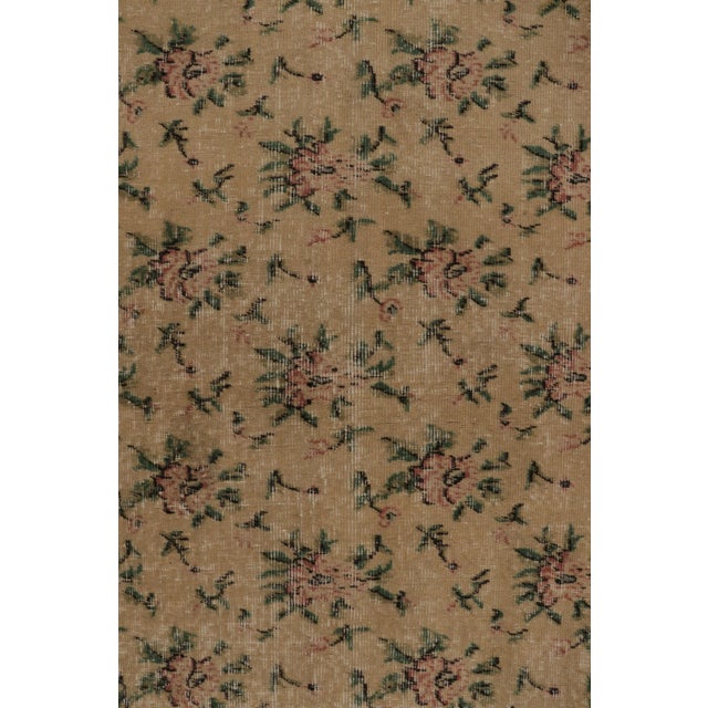Vintage Distressed Runner Rug, Gold With Soft Pink Floral Pattern - Rug & Kilim For Sale In New York - Image 6 of 8