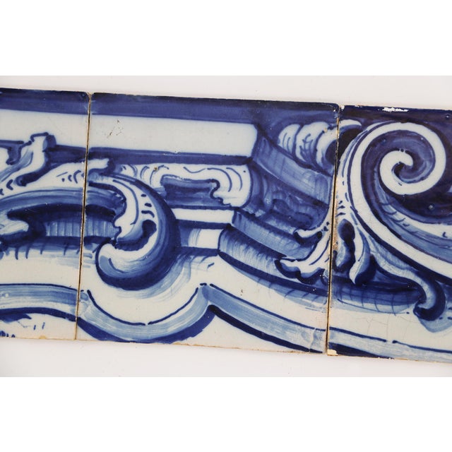 19th Century Set of Four Portuguese Tiles With a Baroque Border Motif For Sale - Image 4 of 13