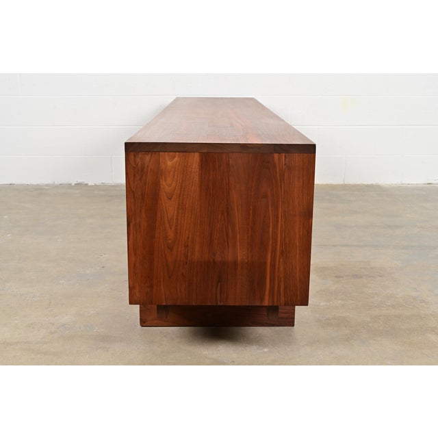 George Nakashima Style Studio Crafted Sculpted Walnut Sliding Door Sideboard Credenza For Sale - Image 10 of 12