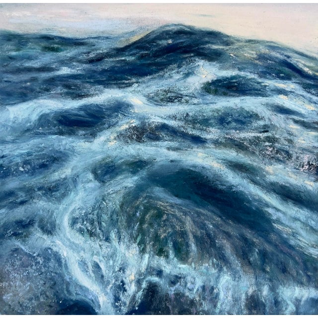Waves Mountains High II by Elena Degenhardt | Soft Pastel on Paper Ocean waves and rolling hills. For Sale
