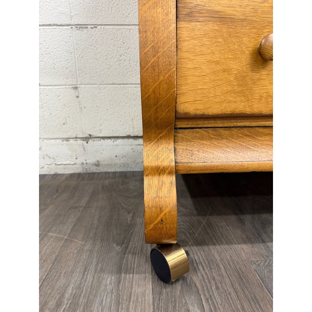 Antique American Empire Revival Oak Lowboy Dresser Chest of Drawers With Mirror For Sale - Image 9 of 18