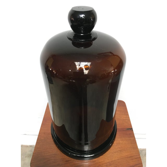 American Antique Amber Glass Apothecary Dome Cloche With Ground Glass Finial For Sale - Image 3 of 8