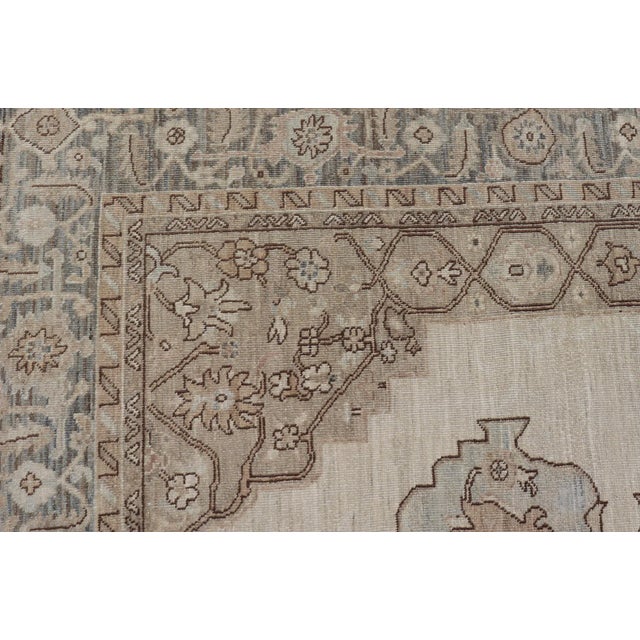 Tribal Fine Tabriz Gallery Rug With Soft Ivory Field and Accents in Taupe 4'11 X 9'10 For Sale - Image 3 of 12