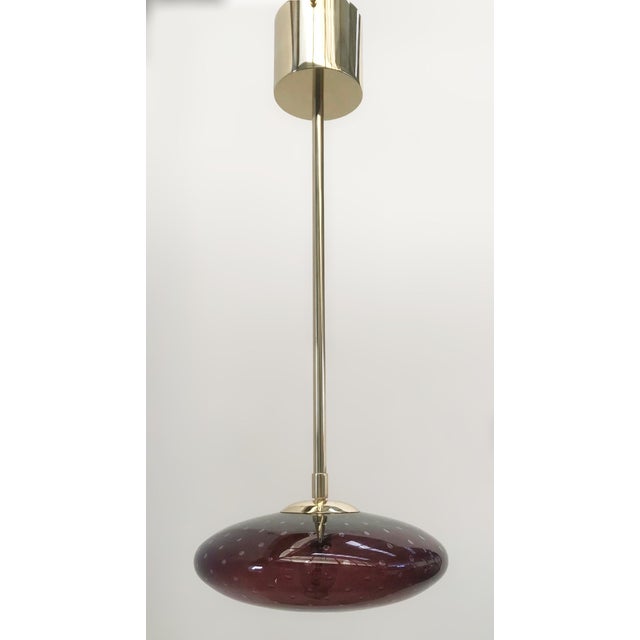 Italian Uno Polished Brass Amethyst Bubbles Shade Pendant by Fabio LTD For Sale - Image 3 of 7