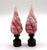 Victorian Vintage Pink & White Swirl Art Glass Lamp Finials With Brass Bases - A Pair For Sale - Image 3 of 6