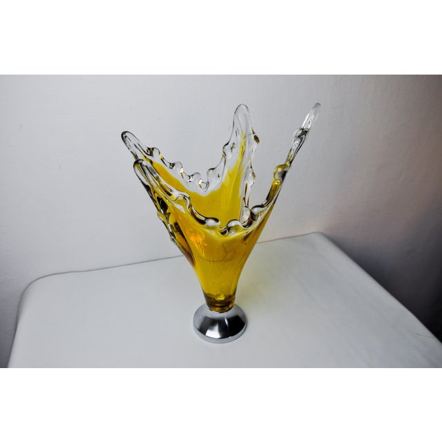Sommerso Vase in Yellow Murano Glass attributed to Seguso, Italy, 1970s For Sale - Image 6 of 8