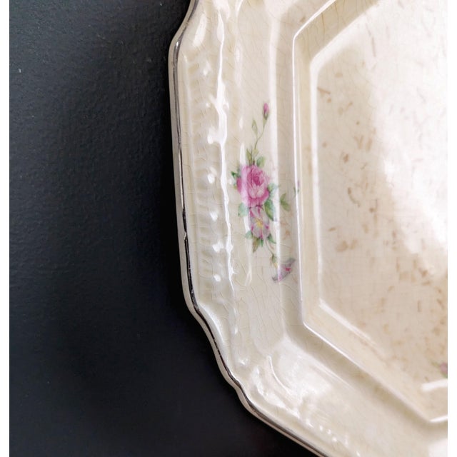 Farmhouse Early 20th Century Ironstone Platter With Floral Accents Edwin Knowles For Sale - Image 3 of 7