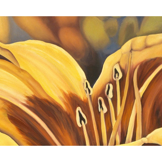 Realism 2000s "Daylilies" Large Gallery Wrapped Oil Painting by Judith Moore For Sale - Image 3 of 9