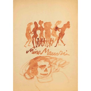 Mino Maccari, The Dance of Shadows, 1940s, Watercolor For Sale