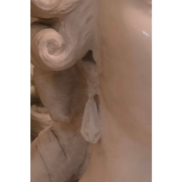 Alabaster 19th Century Italian Carrara Marble 29" Tall Marie Antionette Bust For Sale - Image 8 of 9