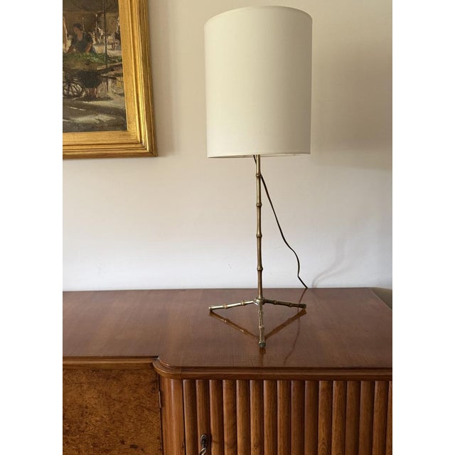 Hollywood regency bamboo shaped table lamp Maison Jansen France 1970s Lampshade included with lampshade: H 72 cm - 25 cm...
