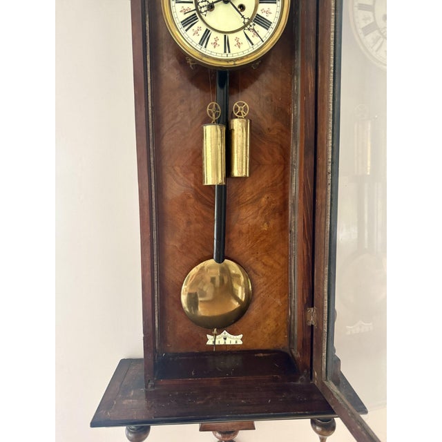 Antique Victorian Walnut Double Weight Wall Clock, 1860 For Sale - Image 4 of 7