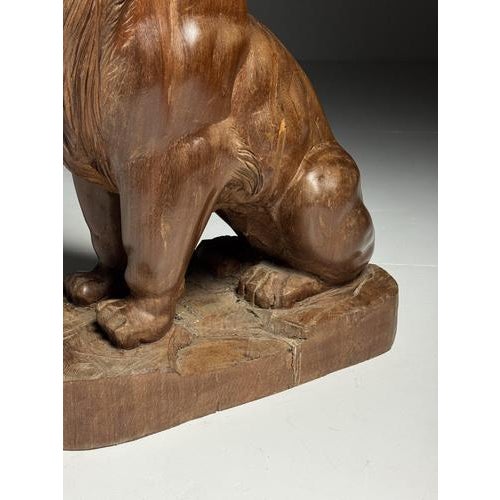 Asian Carved Wood Lion Statue For Sale - Image 9 of 16