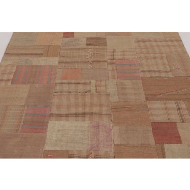 Rug & Kilim Vintage Anatolian Patchwork Rug in Brown and Colorful Design - Rug & Kilim For Sale - Image 4 of 10