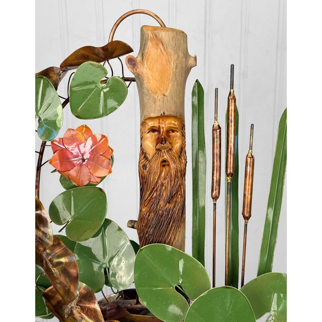 Wood Outsider Folk Copper Art Garden Indoor Water Fountain W/ Live Edge Log For Sale - Image 7 of 12