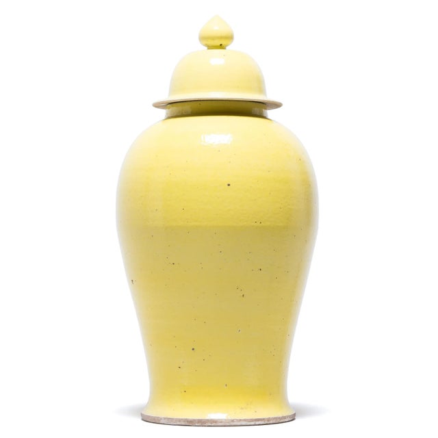 Modern Citron Yellow Chinese Baluster Jar For Sale - Image 3 of 8