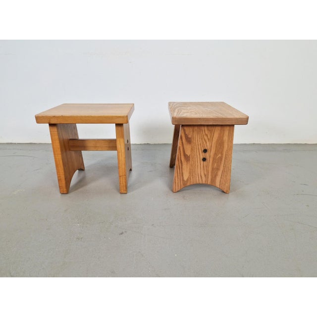 1960s Vintage Brutalist Elm Stool, Denmark, 1960, Set of 2 For Sale - Image 5 of 5
