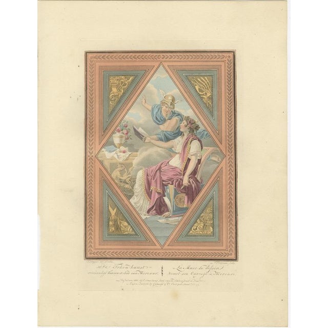 Hollywood Regency Maaskamp, The Art of Drawing Presenting Her Work to Mercury, 1811, Engraving For Sale - Image 3 of 9