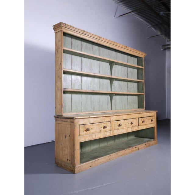 Monumental 10' Antique English Pine Country Kitchen Dresser - Circa 1870 For Sale - Image 4 of 18