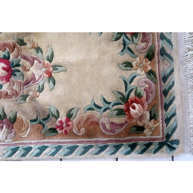 1960s Hand Made Vintage Art Deco Chinese Rug 2' X 4.1' For Sale - Image 9 of 11