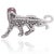 Metal Mid 20th Century Retro Pavé Set Ruby Panther Brooch - Unisex Gift for Animal Lovers For Sale - Image 7 of 13