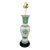 Vintage Chinoiserie Famille Verte Green and White Hand Painted Porcelain Baluster Vase Table Lamp on a Black Wood Base For Sale