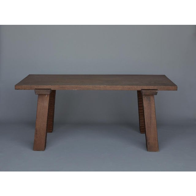 Brutalist French Peg Table in Oak, 1940s For Sale - Image 17 of 17