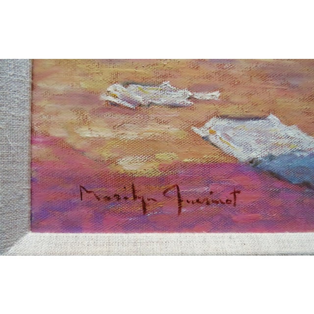 Impressionist Coastal Oil Painting "Balloons" Children on the Beach by Marilyn Guerinot For Sale - Image 3 of 5