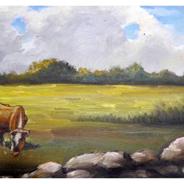 Rustic Midcentury Signed Painting on Board J. Sanchez, 1949 For Sale - Image 3 of 10