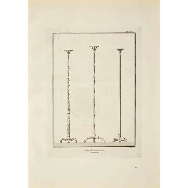 Ancient roman tripods from the series "antiquities of herculaneum", is an original etching on paper realized by giuseppe...