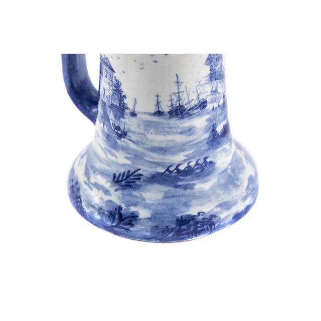 19th Century antique 'blue & white' Norfolk jug by Lambeth Doulton. it has a Norfolk windmill scene, jug in the Art...