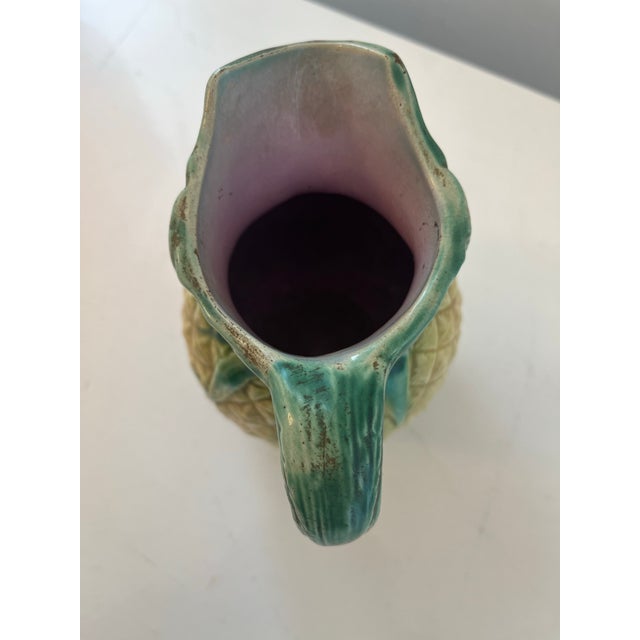 Ceramic 1900s Pineapple Form Majolica Pitcher For Sale - Image 7 of 8