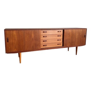 Long Danish Modern Teak Credenza by Clausen & Sons, Mid Century Modern For Sale