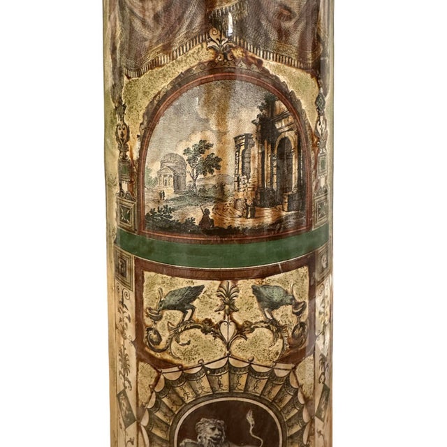 Neoclassical Vintage Mid Century Neoclassical Style Cylindrical Glass Column Lamp in the Manner of Piero Fornasetti For Sale - Image 3 of 10