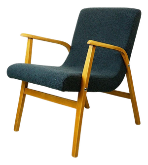 Grey Bouclé and Beech Lounge Chair from Roland Rainer, Vienna, 1950s