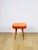 Vintage Orange Square Stool, PRL, 1970s For Sale - Image 9 of 9