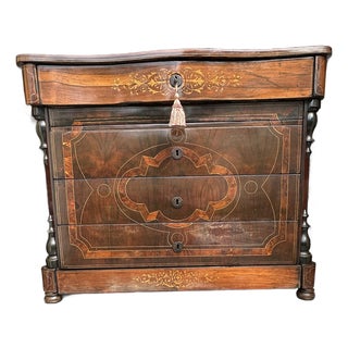 Vintage Spanish Isabelino-Style Secretary Chest With Drop-Front Desk For Sale