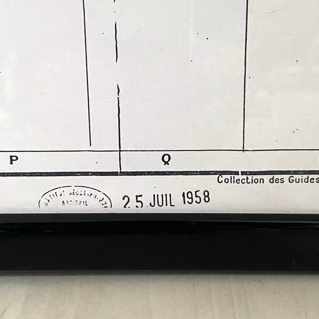 Vintage Map of Algiers in Wood and Glass Frame, 1950s, in Good conditions. Designed 1950 to 1959
