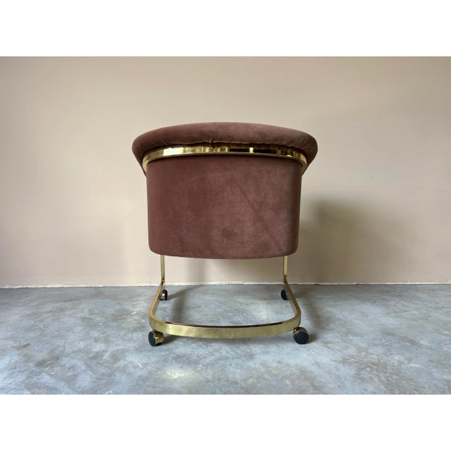 Milo Baughman for Design Institute of America Brass Desk / Club Chair With Casters For Sale - Image 9 of 12