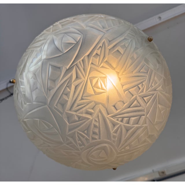 Glass Art Deco Pendant Lights with Electrified Cords from Verrerie D'art Degué, 1930s, Set of 2 For Sale - Image 7 of 18