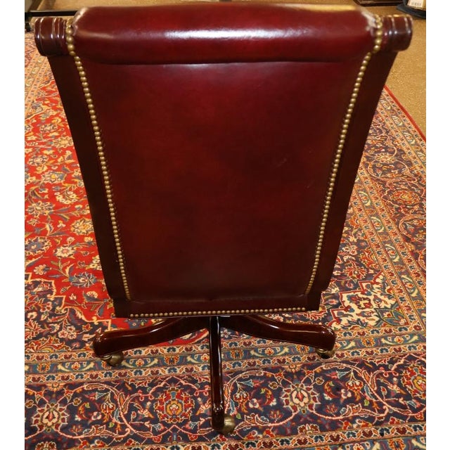 Hancock and Moore Tufted Oxblood Red Leather Adjustable Office Desk Chair For Sale - Image 9 of 10